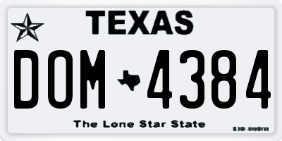 TX license plate DOM4384