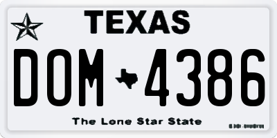 TX license plate DOM4386