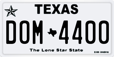 TX license plate DOM4400