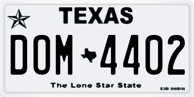 TX license plate DOM4402