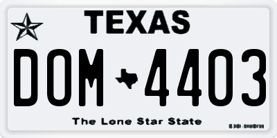 TX license plate DOM4403