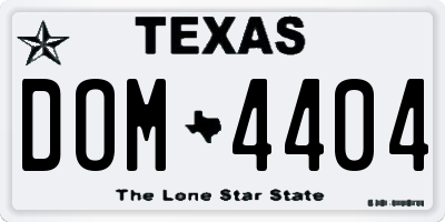 TX license plate DOM4404