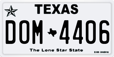 TX license plate DOM4406