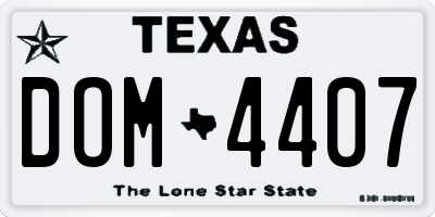 TX license plate DOM4407