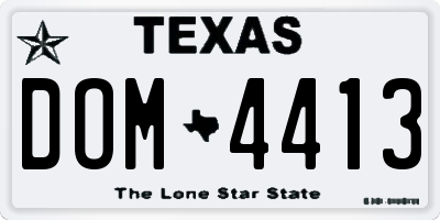TX license plate DOM4413