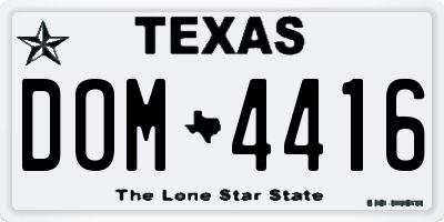 TX license plate DOM4416