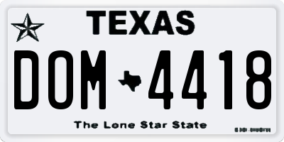 TX license plate DOM4418