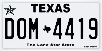 TX license plate DOM4419