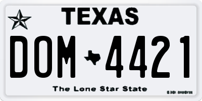 TX license plate DOM4421