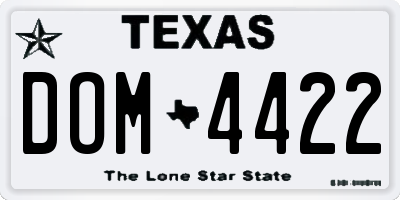 TX license plate DOM4422