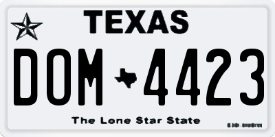 TX license plate DOM4423