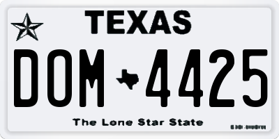 TX license plate DOM4425