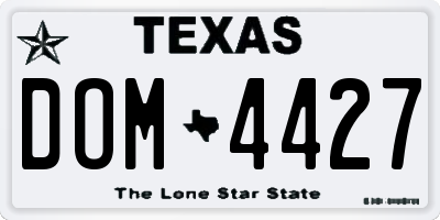 TX license plate DOM4427