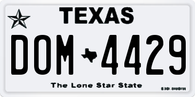 TX license plate DOM4429