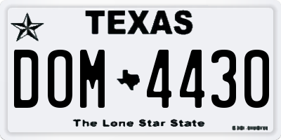 TX license plate DOM4430