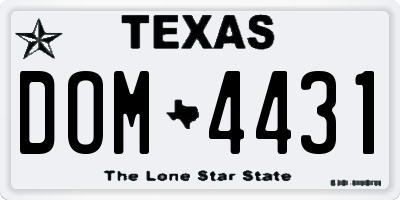 TX license plate DOM4431