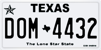 TX license plate DOM4432