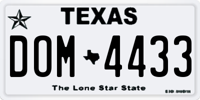 TX license plate DOM4433