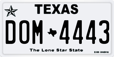 TX license plate DOM4443