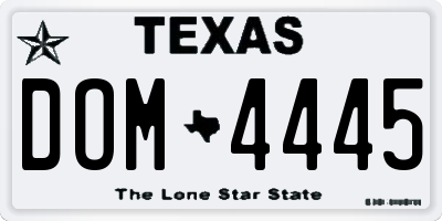 TX license plate DOM4445