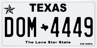 TX license plate DOM4449
