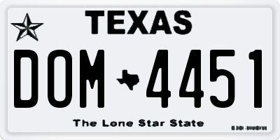 TX license plate DOM4451