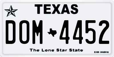 TX license plate DOM4452