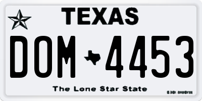 TX license plate DOM4453