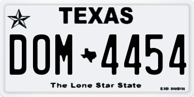 TX license plate DOM4454