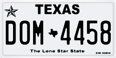 TX license plate DOM4458