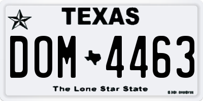 TX license plate DOM4463