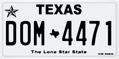 TX license plate DOM4471