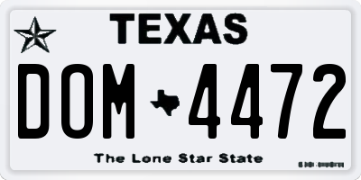 TX license plate DOM4472