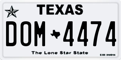 TX license plate DOM4474