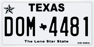 TX license plate DOM4481