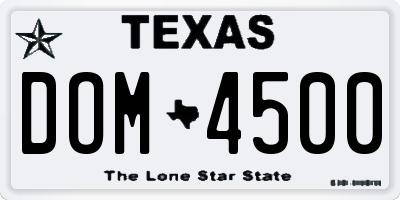 TX license plate DOM4500