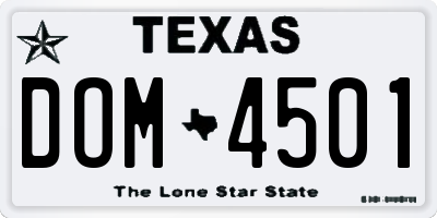 TX license plate DOM4501