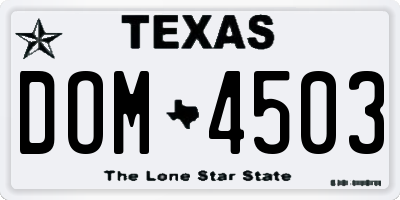 TX license plate DOM4503