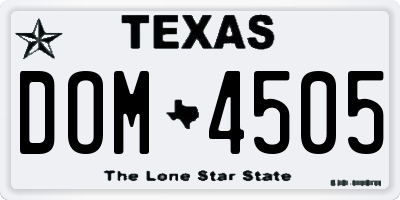 TX license plate DOM4505