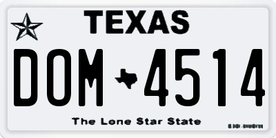 TX license plate DOM4514