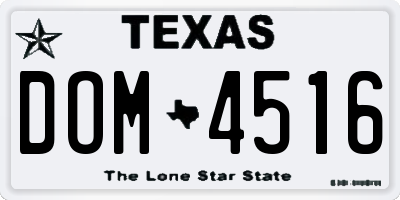 TX license plate DOM4516