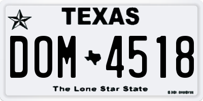 TX license plate DOM4518