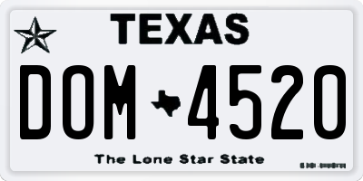 TX license plate DOM4520