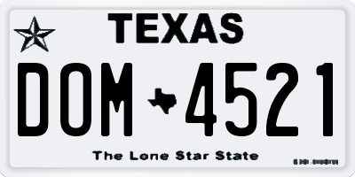 TX license plate DOM4521