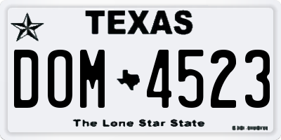 TX license plate DOM4523