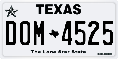 TX license plate DOM4525