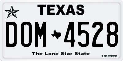 TX license plate DOM4528