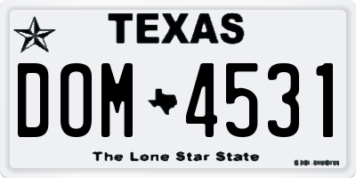 TX license plate DOM4531