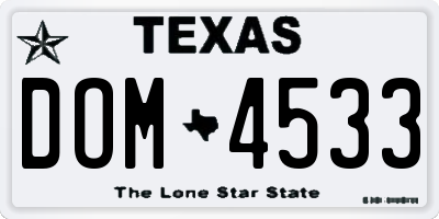 TX license plate DOM4533