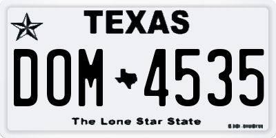 TX license plate DOM4535